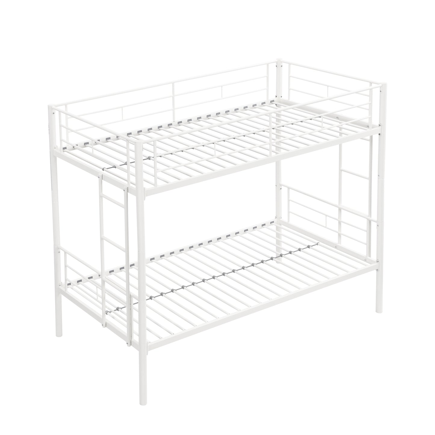 Twin Over Twin White Convertible Metal Bunk Bed