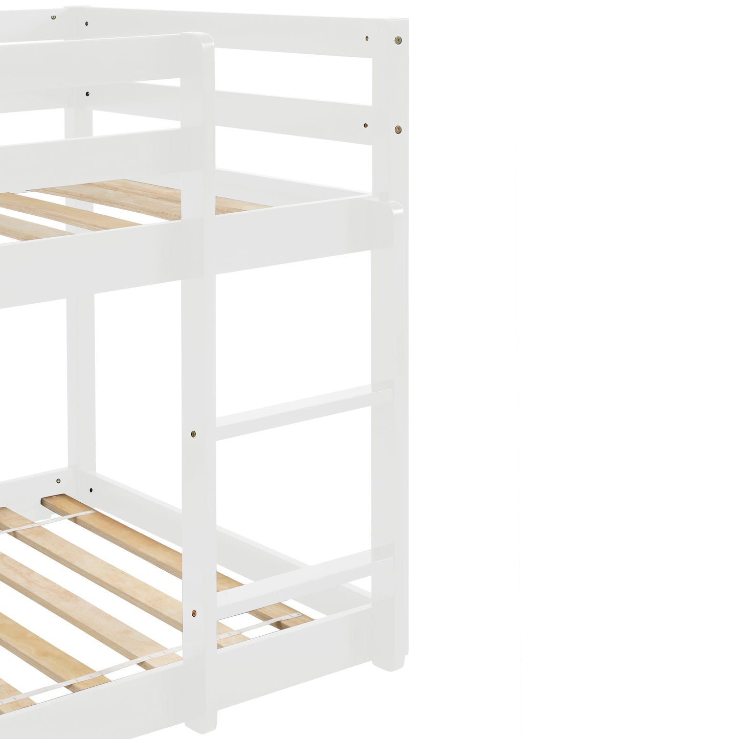 Twin over Twin Floor Bunk Bed, White