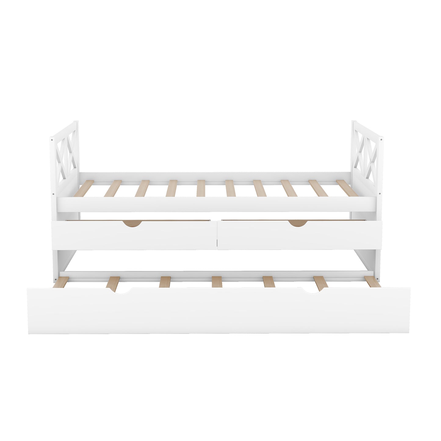 Multi-Functional Daybed with Drawers and Trundle, White