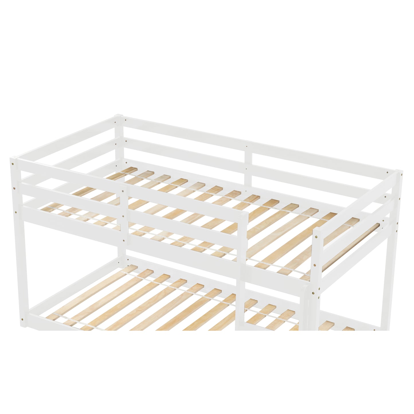 Twin over Twin Floor Bunk Bed, White