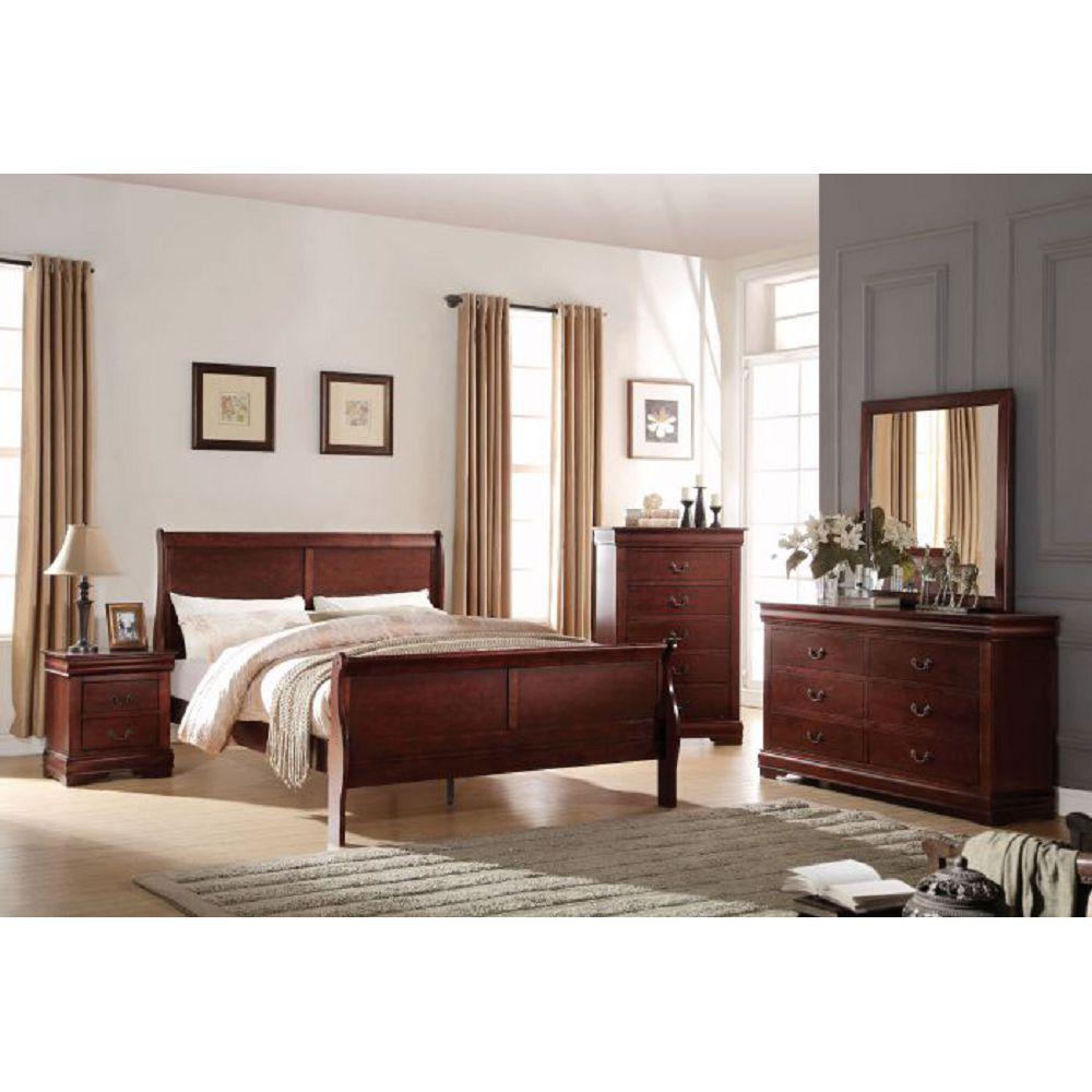Classic Contemporary California King Size Bed Louis Phillipe Solidwood 1pc Bed Bedroom Sleigh Bed - Grey