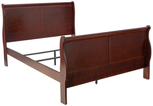 Queen Size Cherry Color Wood ACME Louis Phillipe III Sleigh Platform Bed-Sleigh Bed-HomeDaybed